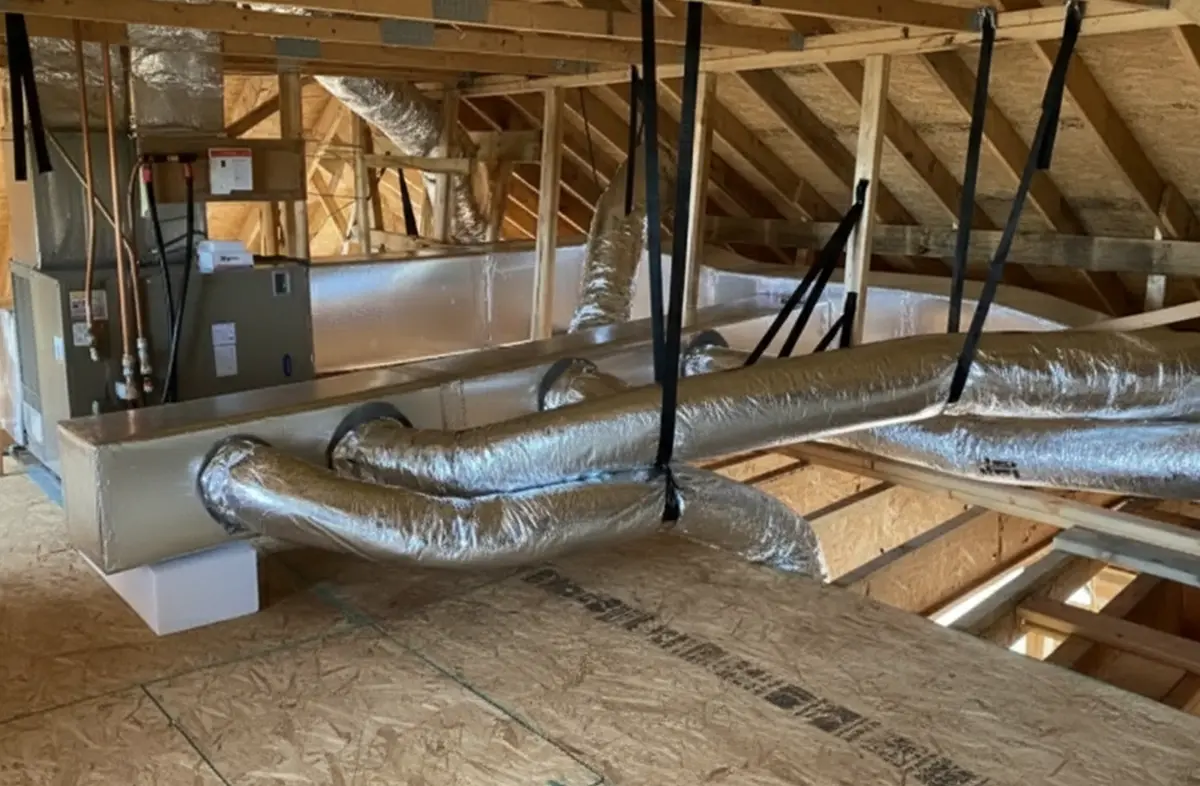 Insulated ductwork in a home attic
