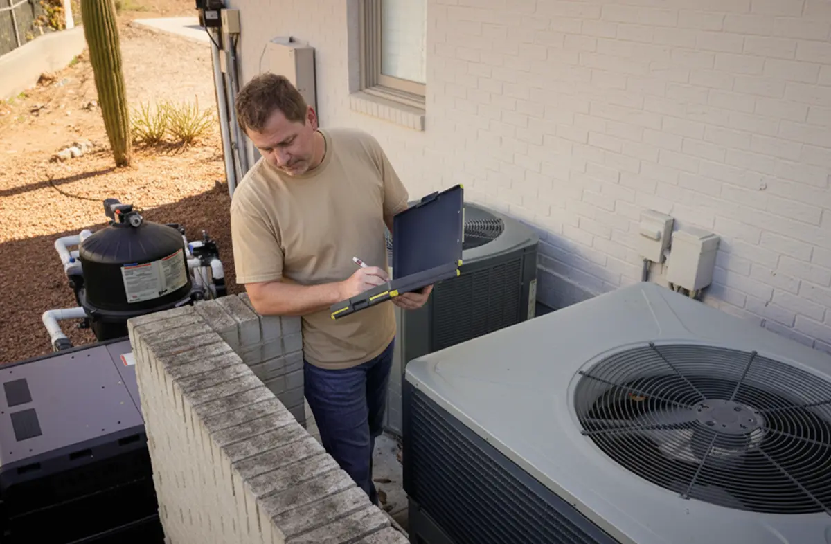Technician arriving for an emergency HVAC call
